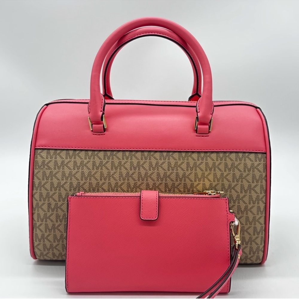 Michael Kors MK Jet Set Travel Medium Duffle Satchel Bag & Double Zip Wallet - Picture 4 of 14